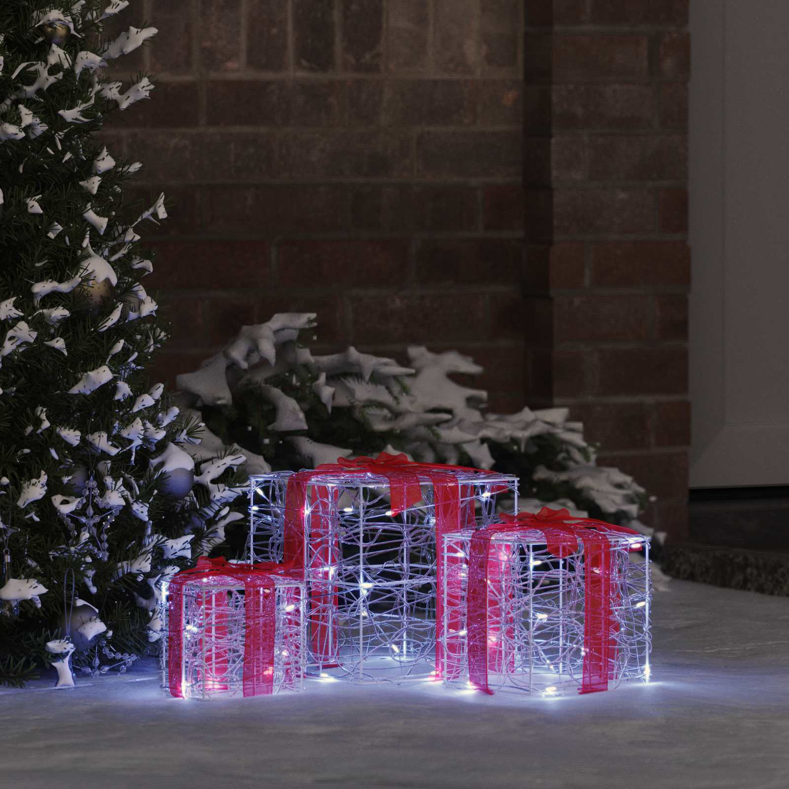 vidaXL Pudełko Prezentowe 3 pcs Zimna biel 20 x 20 x 20 cm Akryl