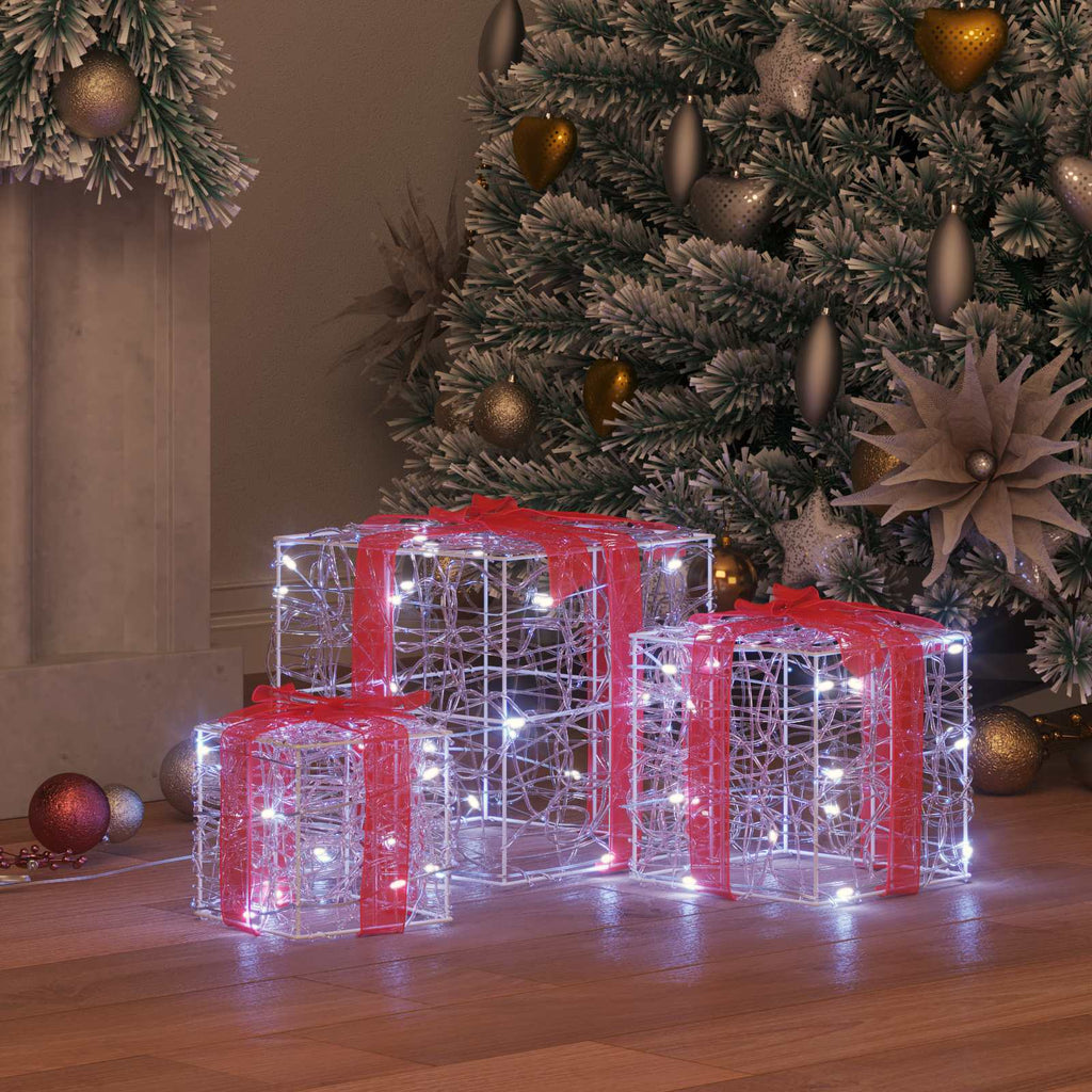 vidaXL Pudełko Prezentowe 3 pcs Zimna biel 20 x 20 x 20 cm Akryl