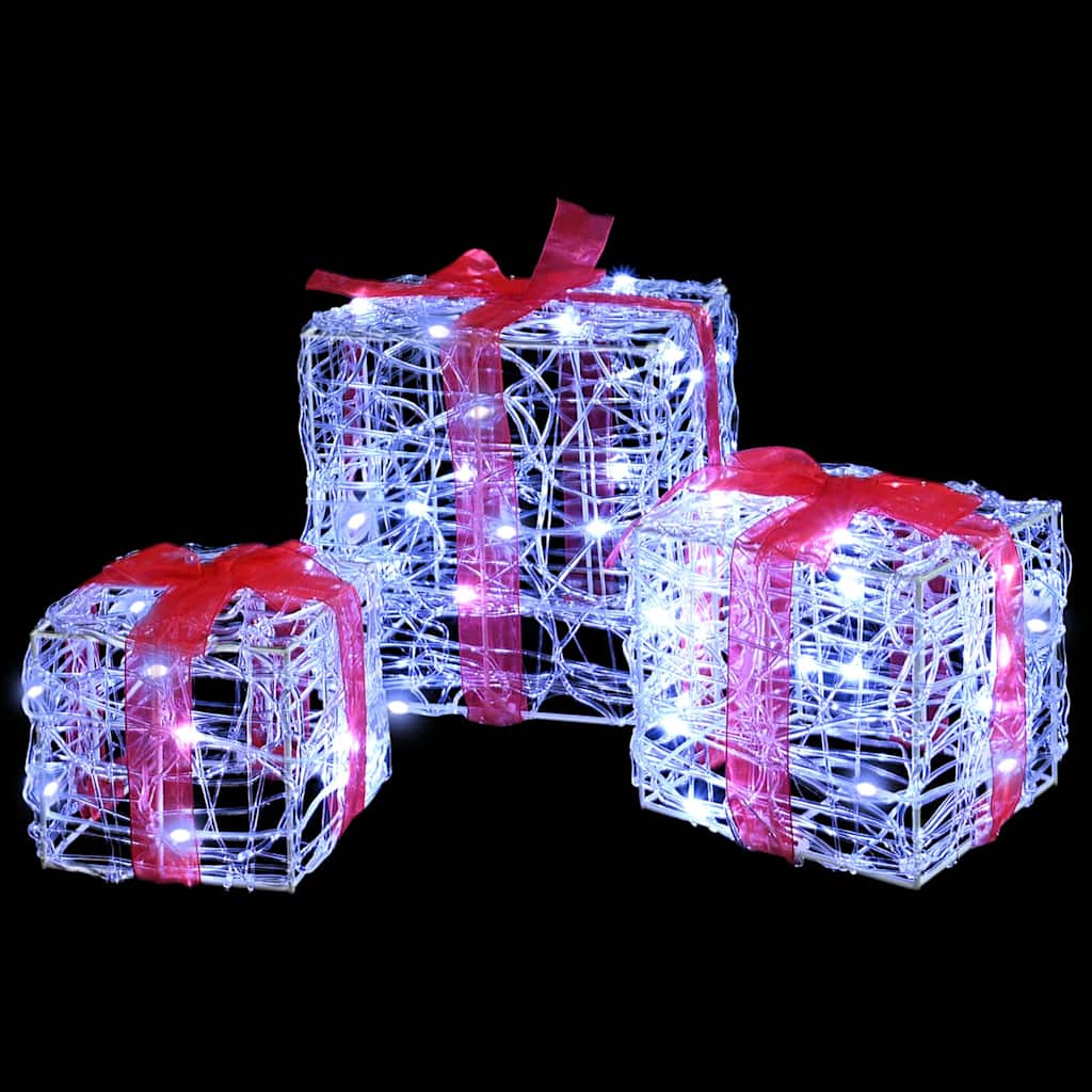 vidaXL Pudełko Prezentowe 3 pcs Zimna biel 20 x 20 x 20 cm Akryl