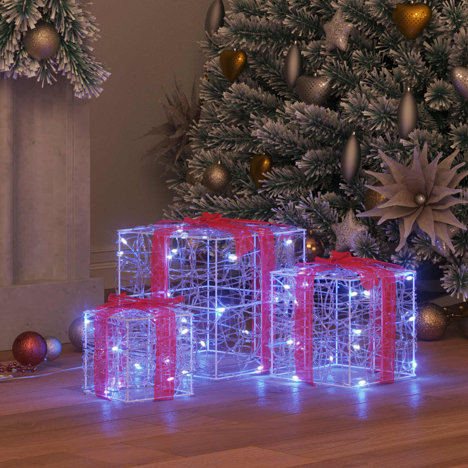 vidaXL Pudełko Prezentowe 3 pcs Niebieski 20 x 20 x 20 cm Akryl