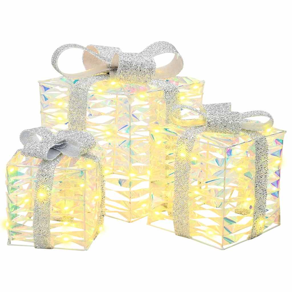 vidaXL Pudełko Prezentowe 3 pcs Ciepła biel 20 x 20 x 20 cm PET