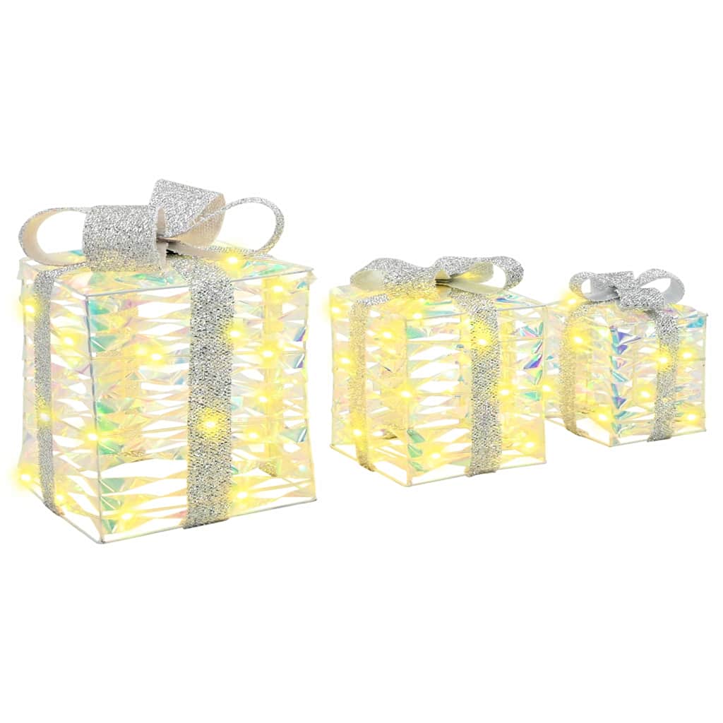 vidaXL Pudełko Prezentowe 3 pcs Ciepła biel 20 x 20 x 20 cm PET