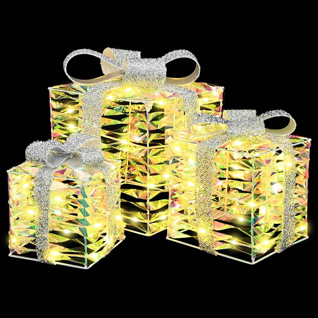 vidaXL Pudełko Prezentowe 3 pcs Ciepła biel 20 x 20 x 20 cm PET