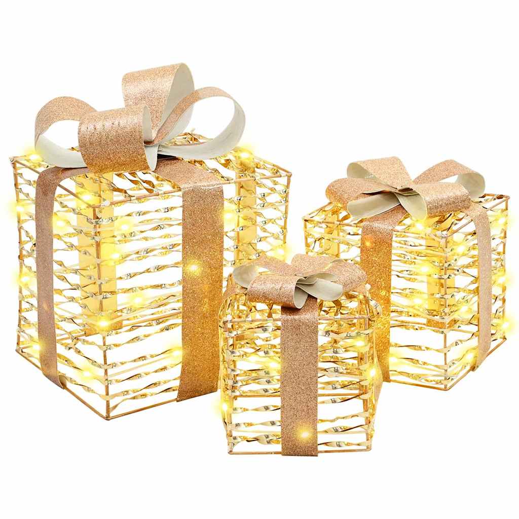 vidaXL Pudełko Prezentowe 3 pcs Ciepła biel 20 x 20 x 20 cm PET