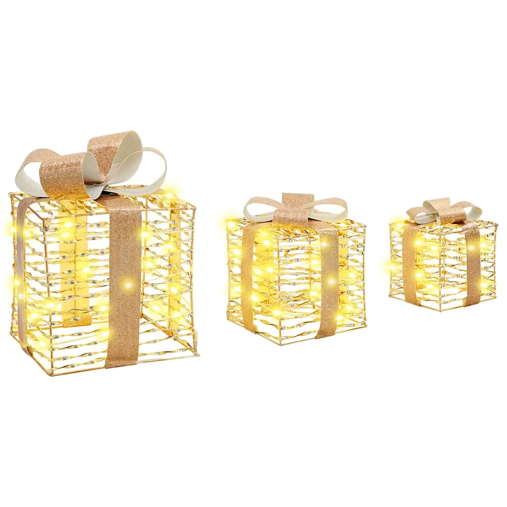 vidaXL Pudełko Prezentowe 3 pcs Ciepła biel 20 x 20 x 20 cm PET