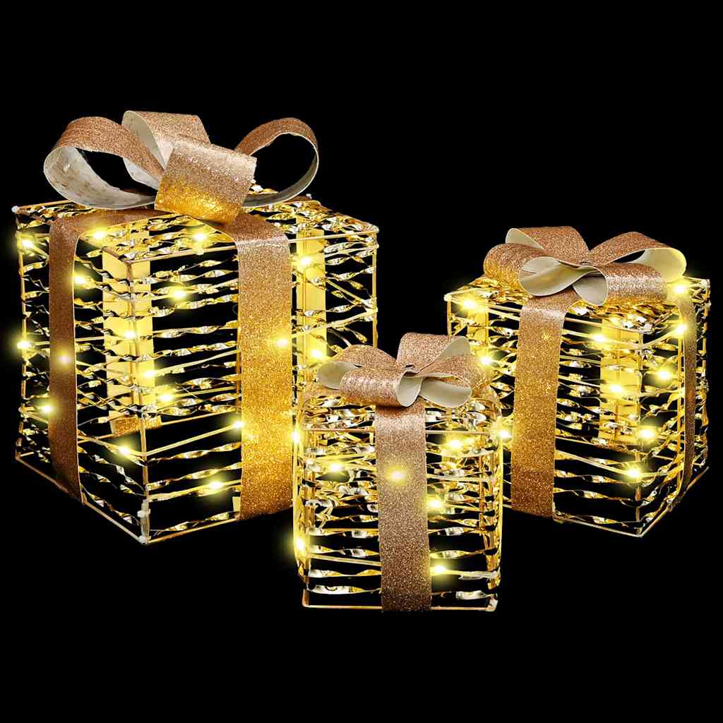 vidaXL Pudełko Prezentowe 3 pcs Ciepła biel 20 x 20 x 20 cm PET