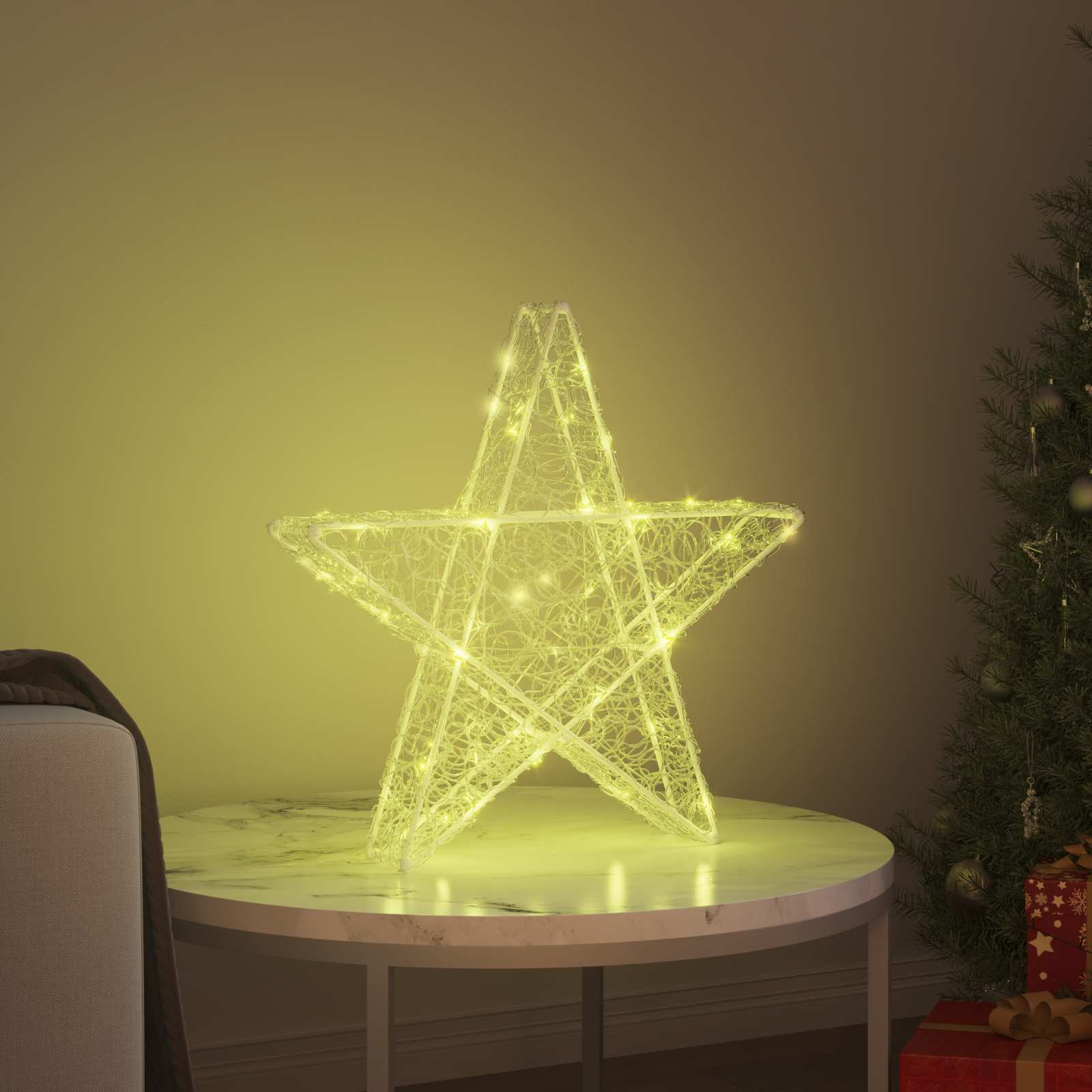vidaXL 3D Gwiazda z 50 diodami LED Ciepła biel 55 x 53.5 x 10 cm Akryl