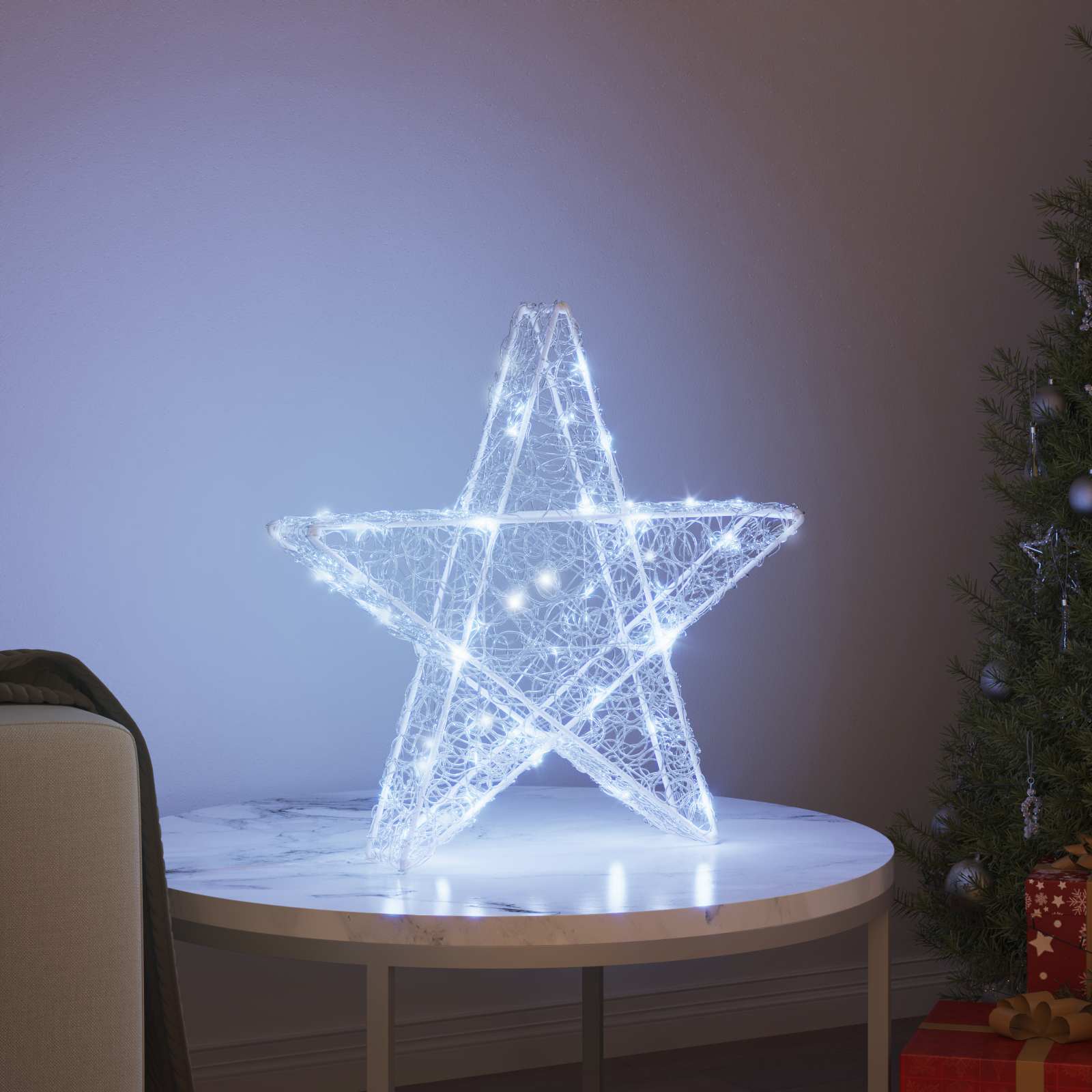 vidaXL 3D Gwiazda z 50 diodami LED Zimna biel 55 x 53.5 x 10 cm Akryl