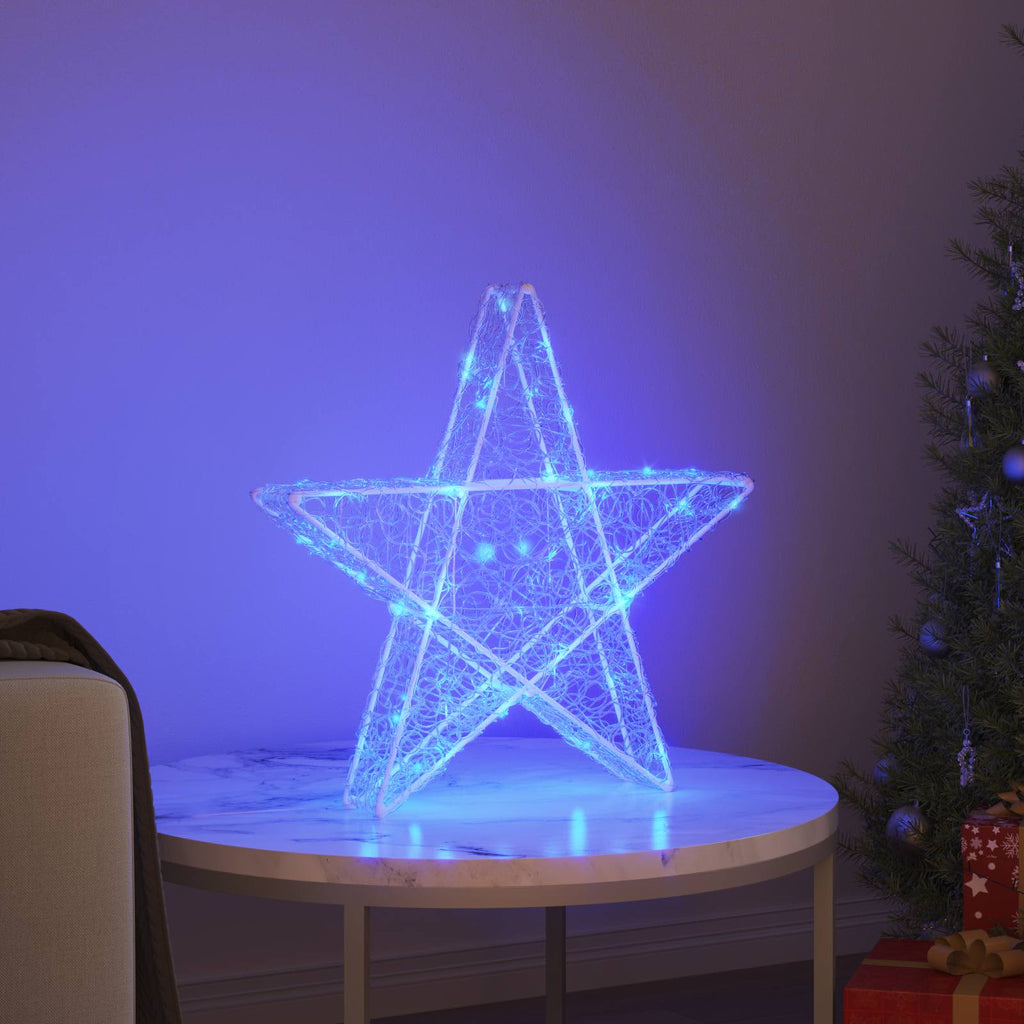 vidaXL 3D Gwiazda z 50 diodami LED Niebieski 55 x 53.5 x 10 cm Akryl