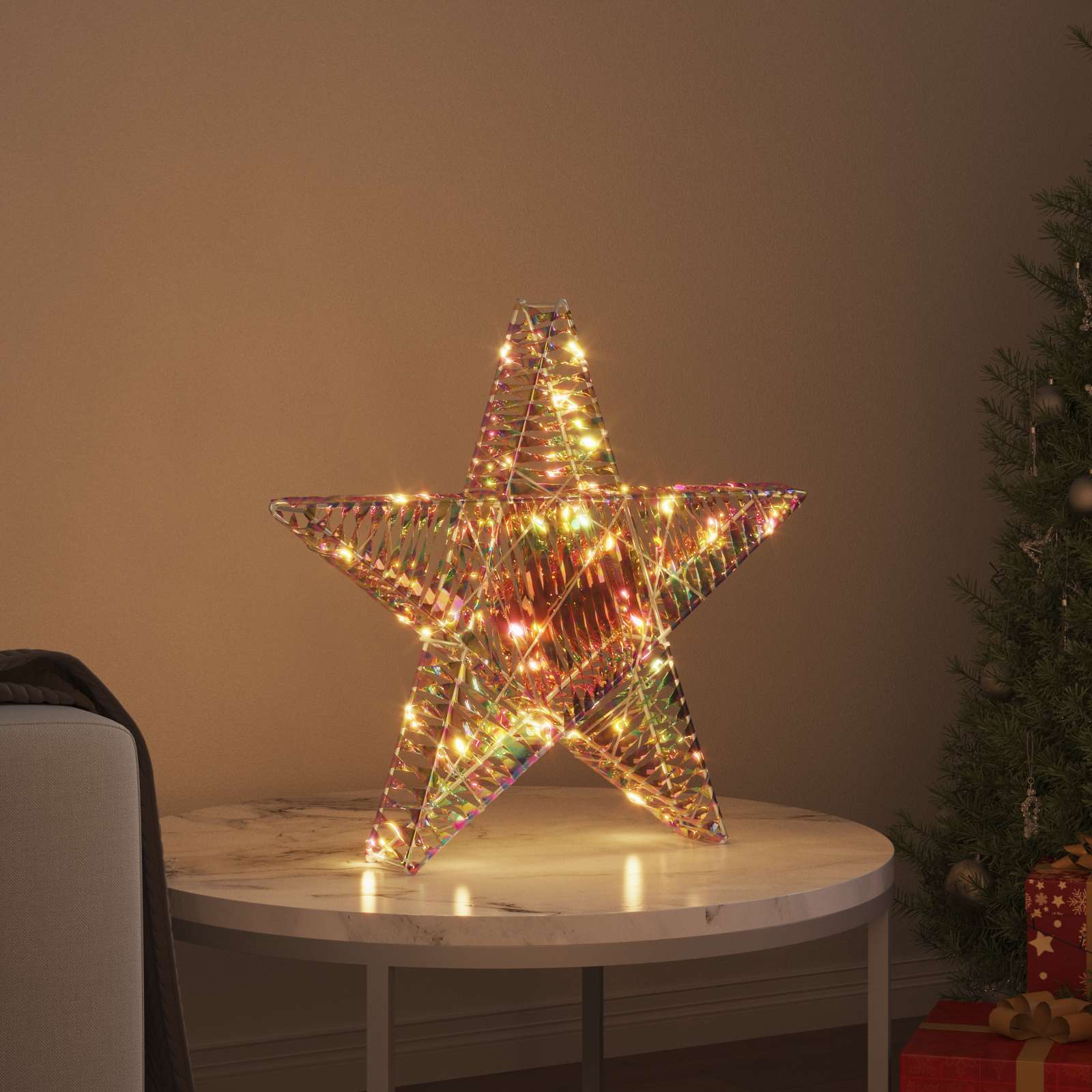 vidaXL 3D Gwiazda z 50 diodami LED Ciepła biel 55 x 52.5 x 9 cm PET