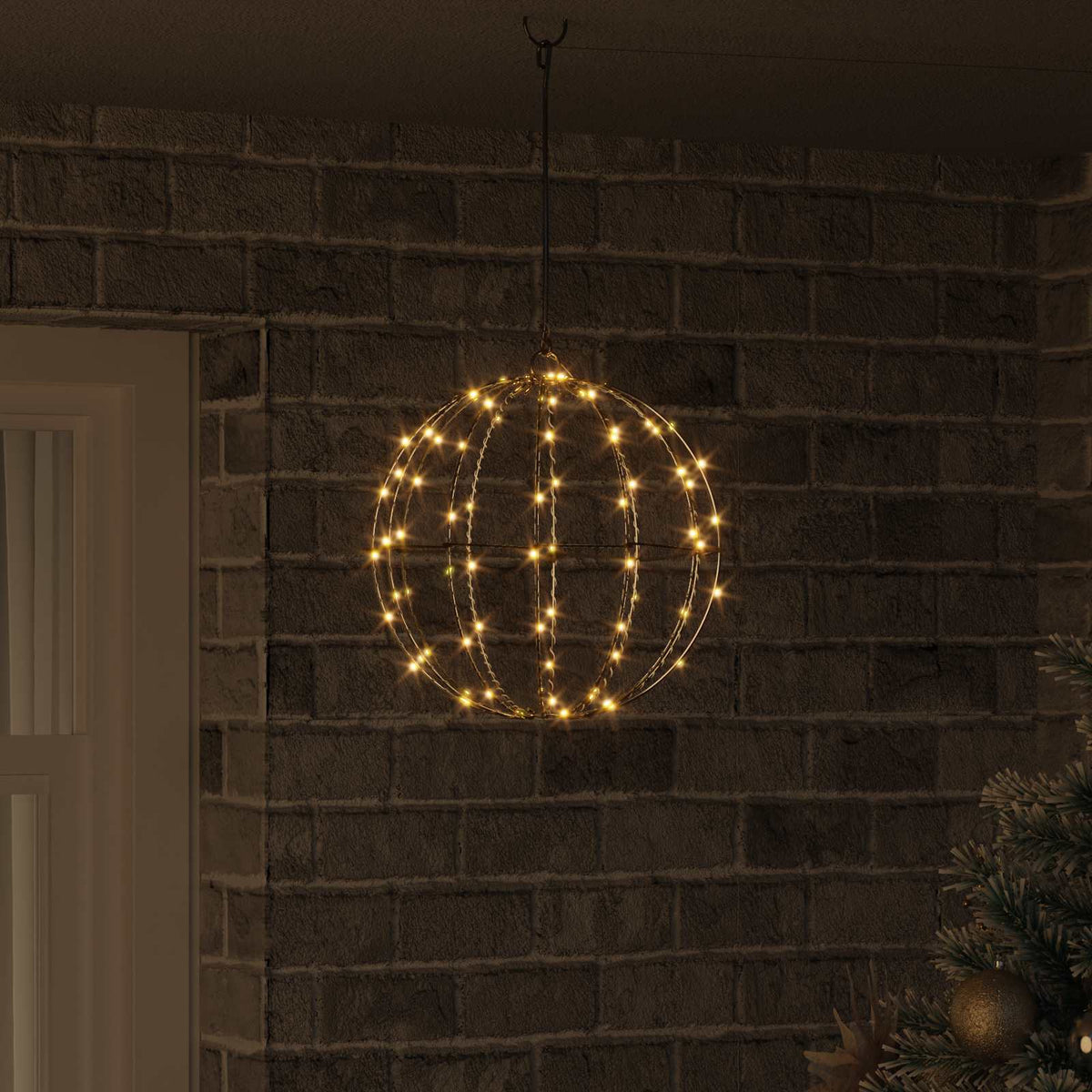 vidaXL Piłka Ciepła biel 30 x 30 x 32 cm Metal 96 LED