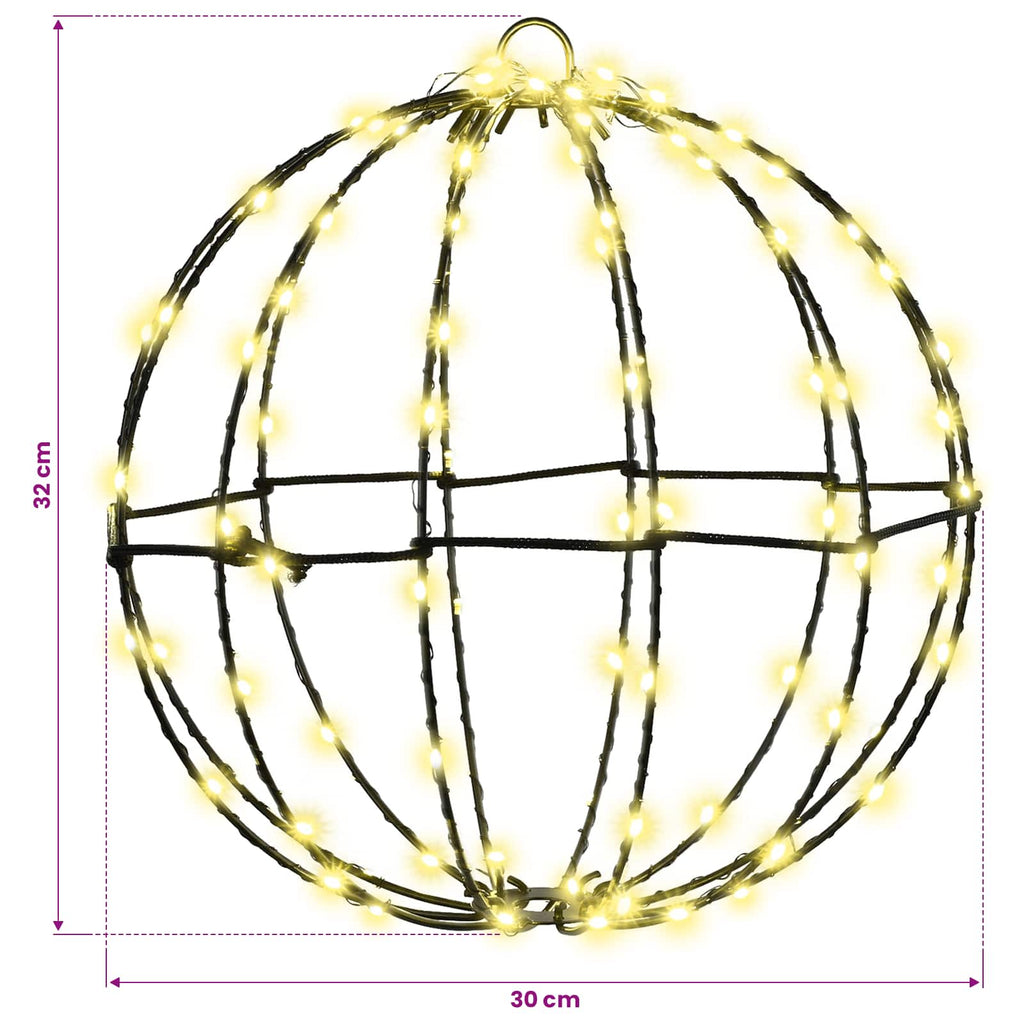 vidaXL Piłka Ciepła biel 30 x 30 x 32 cm Metal 96 LED