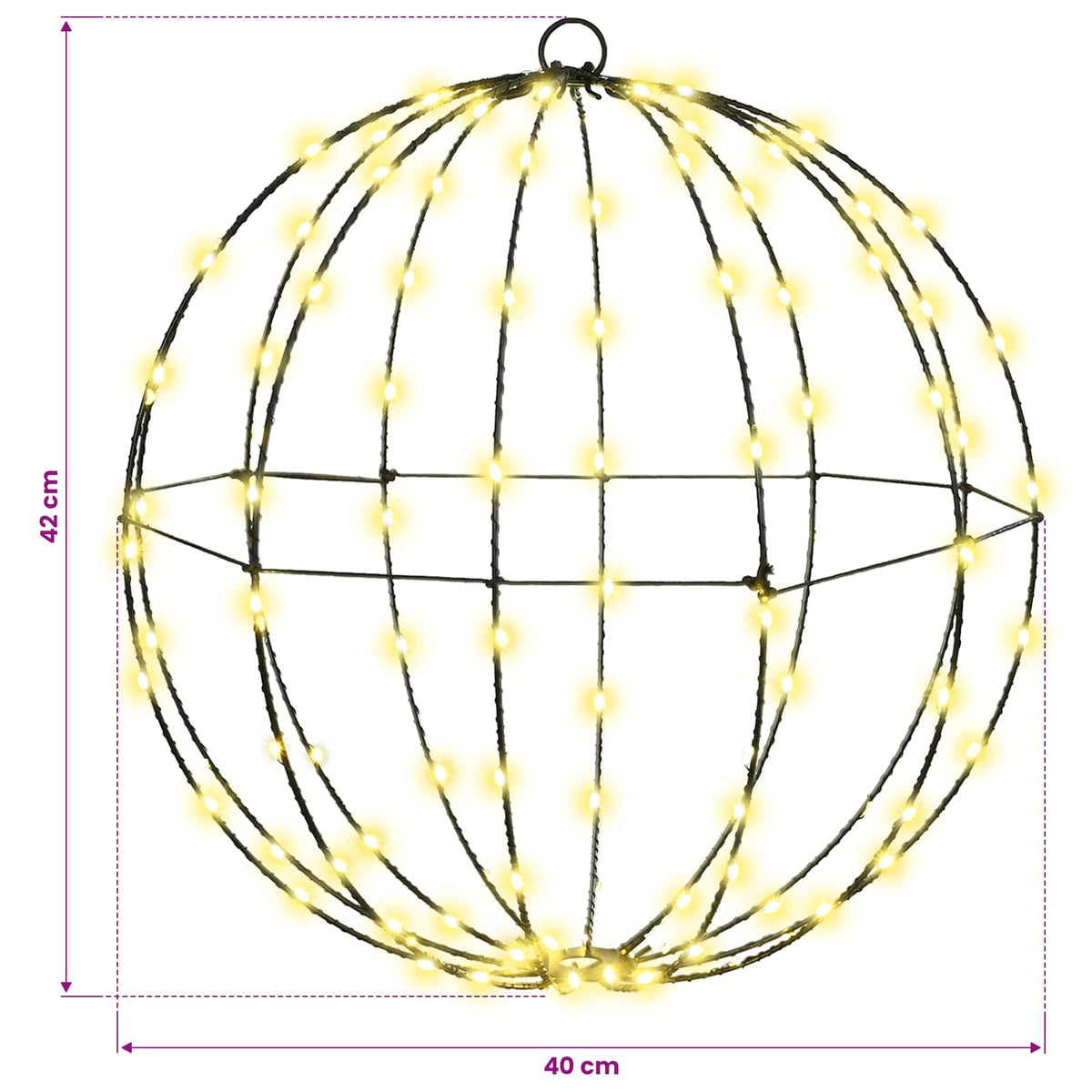 vidaXL Piłka Ciepła biel 40 x 40 x 42 cm Metal 120 LED
