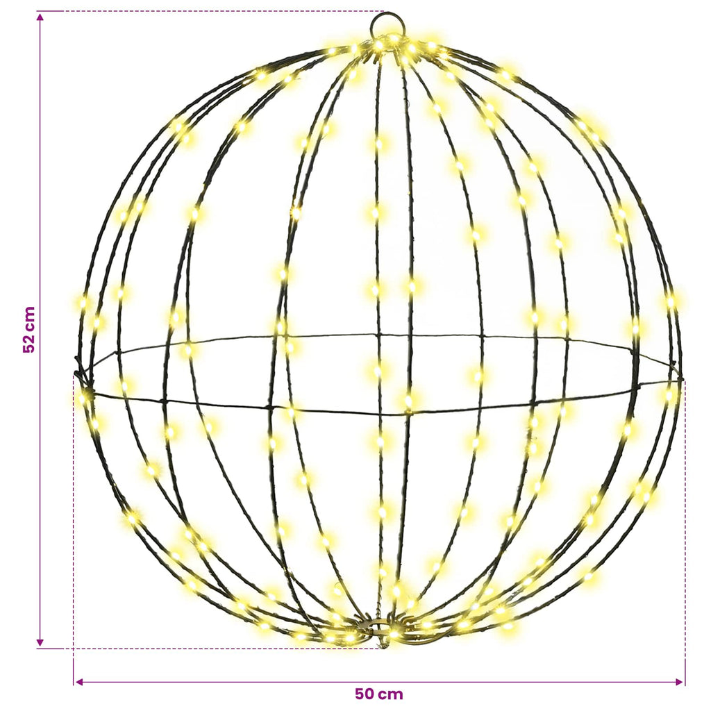 vidaXL Piłka Ciepła biel 50 x 50 x 52 cm Metal 160 LED