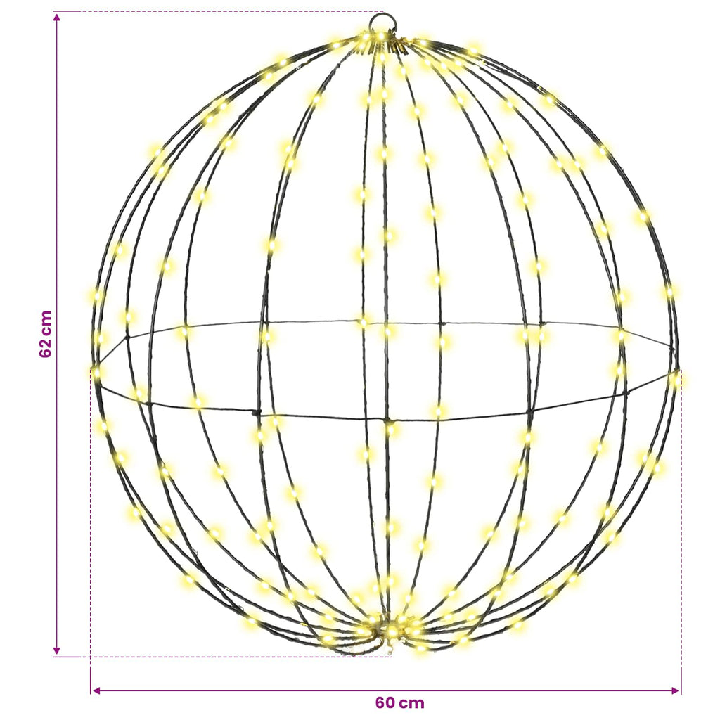 vidaXL Piłka Ciepła biel 60 x 60 x 62 cm Metal 192 LED