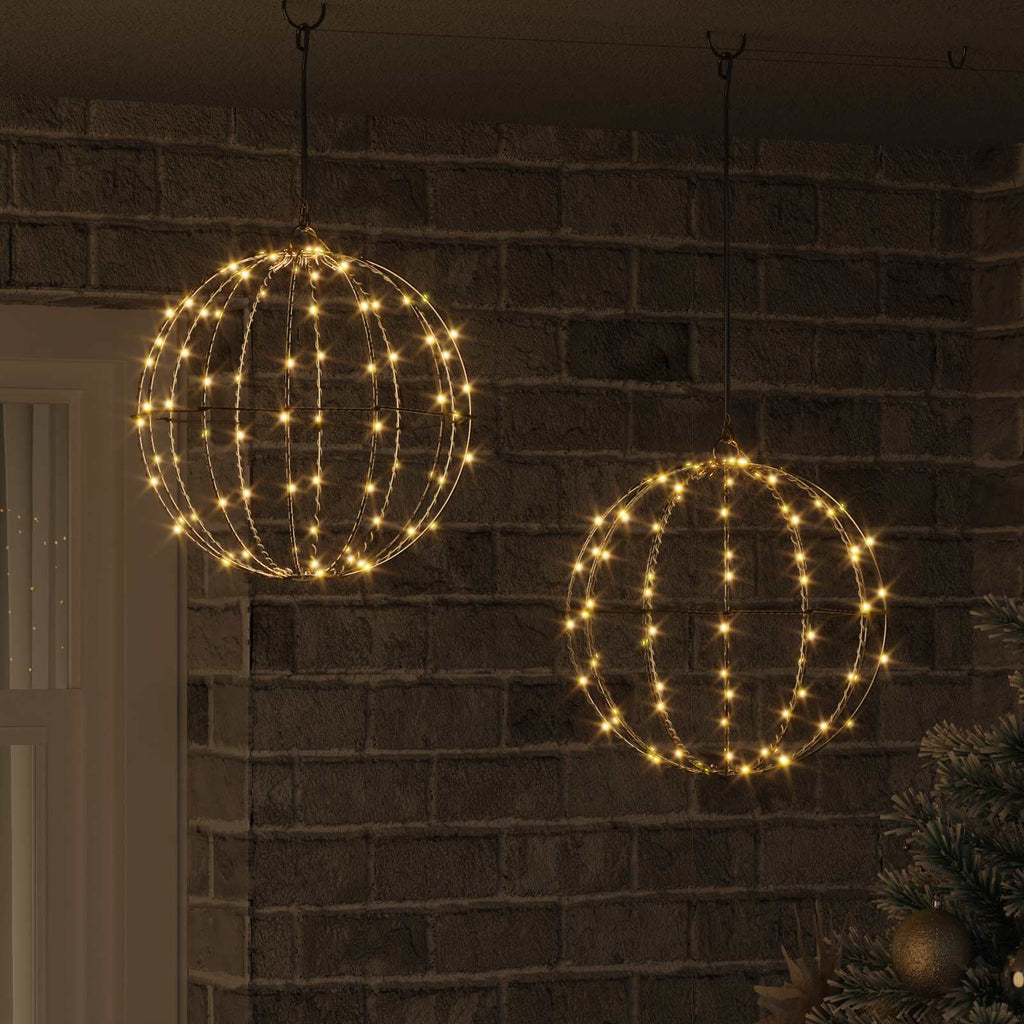 vidaXL Piłka z 192 diodami LED 2 pcs Ciepła biel 30 x 30 x 32 cm Metal