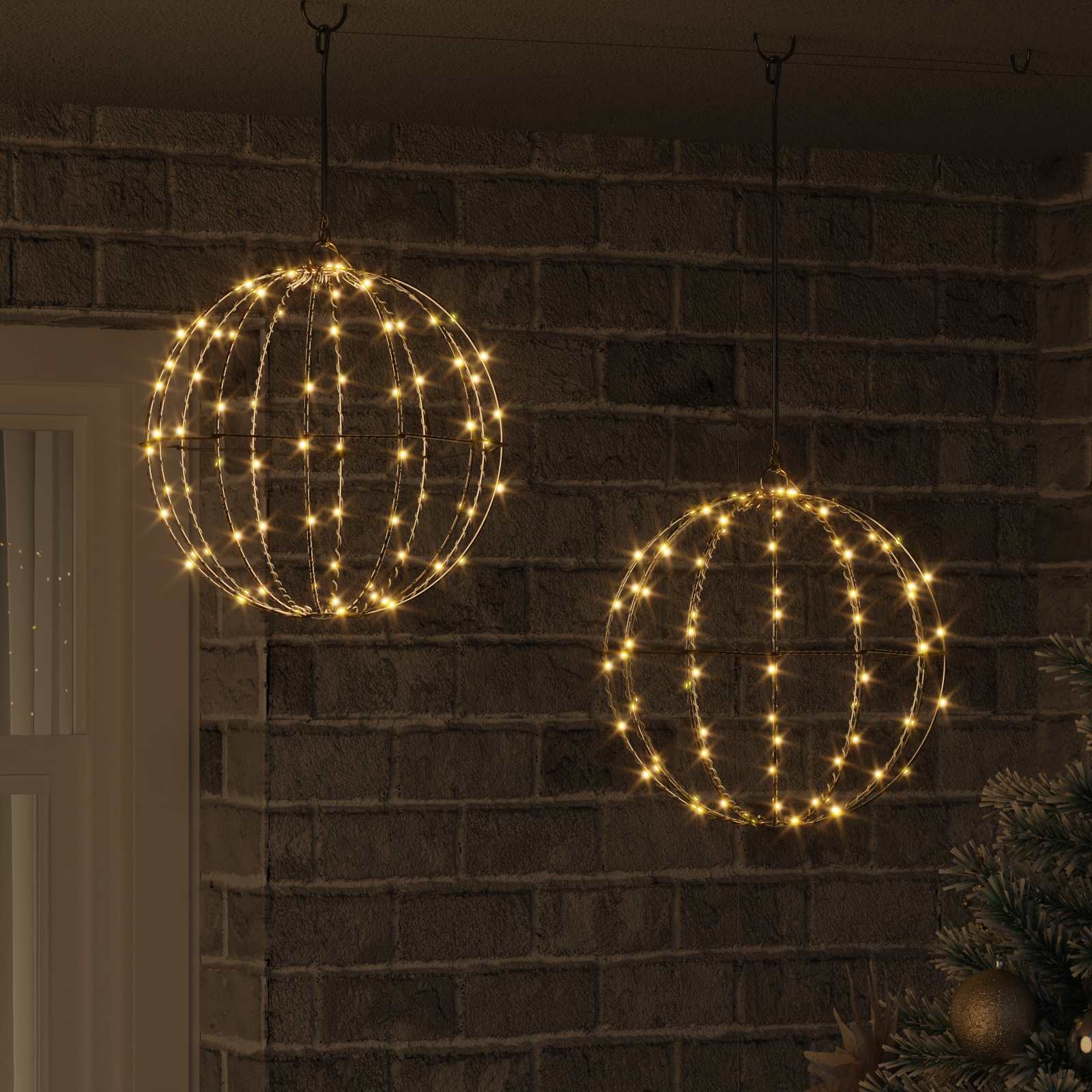 vidaXL Piłka z 192 diodami LED 2 pcs Ciepła biel 30 x 30 x 32 cm Metal
