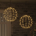 vidaXL Piłka 2 szt. Ciepła biel 40 x 40 x 42 cm Metal 192 LED