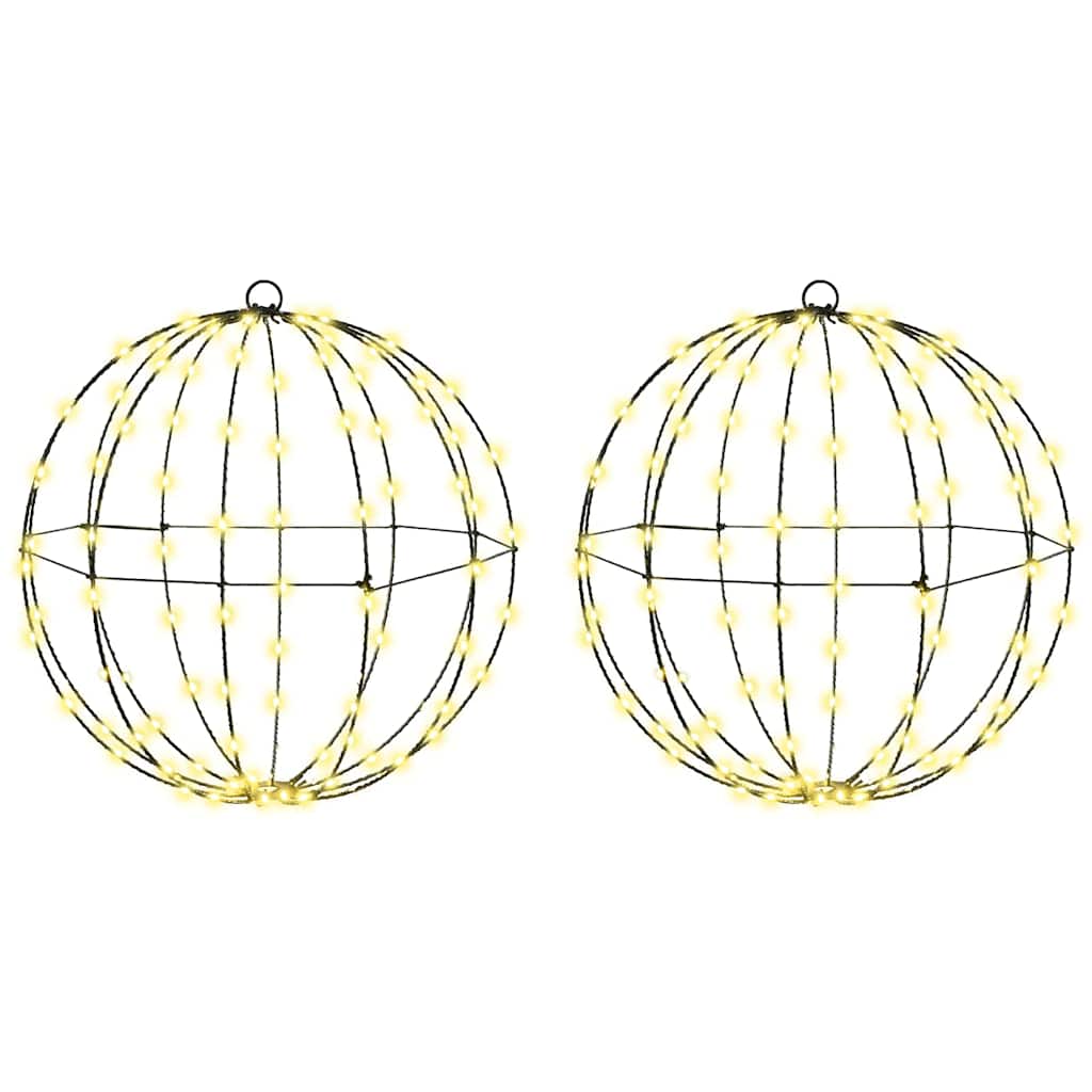 vidaXL Piłka 2 szt. Ciepła biel 40 x 40 x 42 cm Metal 192 LED