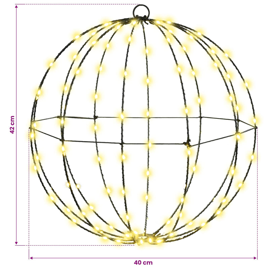 vidaXL Piłka 2 szt. Ciepła biel 40 x 40 x 42 cm Metal 192 LED