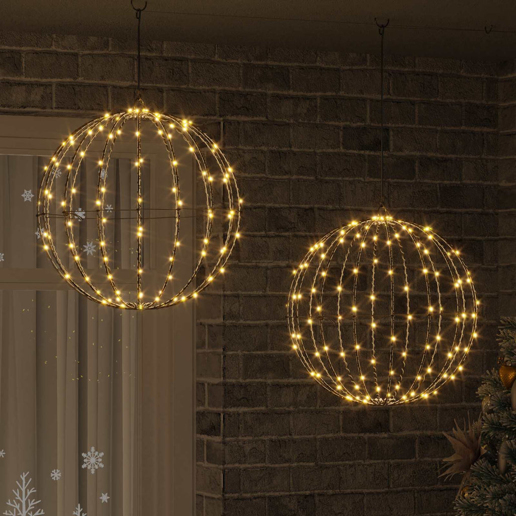 vidaXL Piłka 2 szt. Ciepła biel 50 x 50 x 52 cm Metal 320 LED