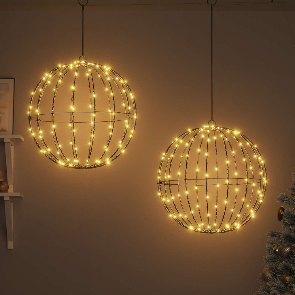vidaXL Piłka 2 szt. Ciepła biel 50 x 50 x 52 cm Metal 320 LED