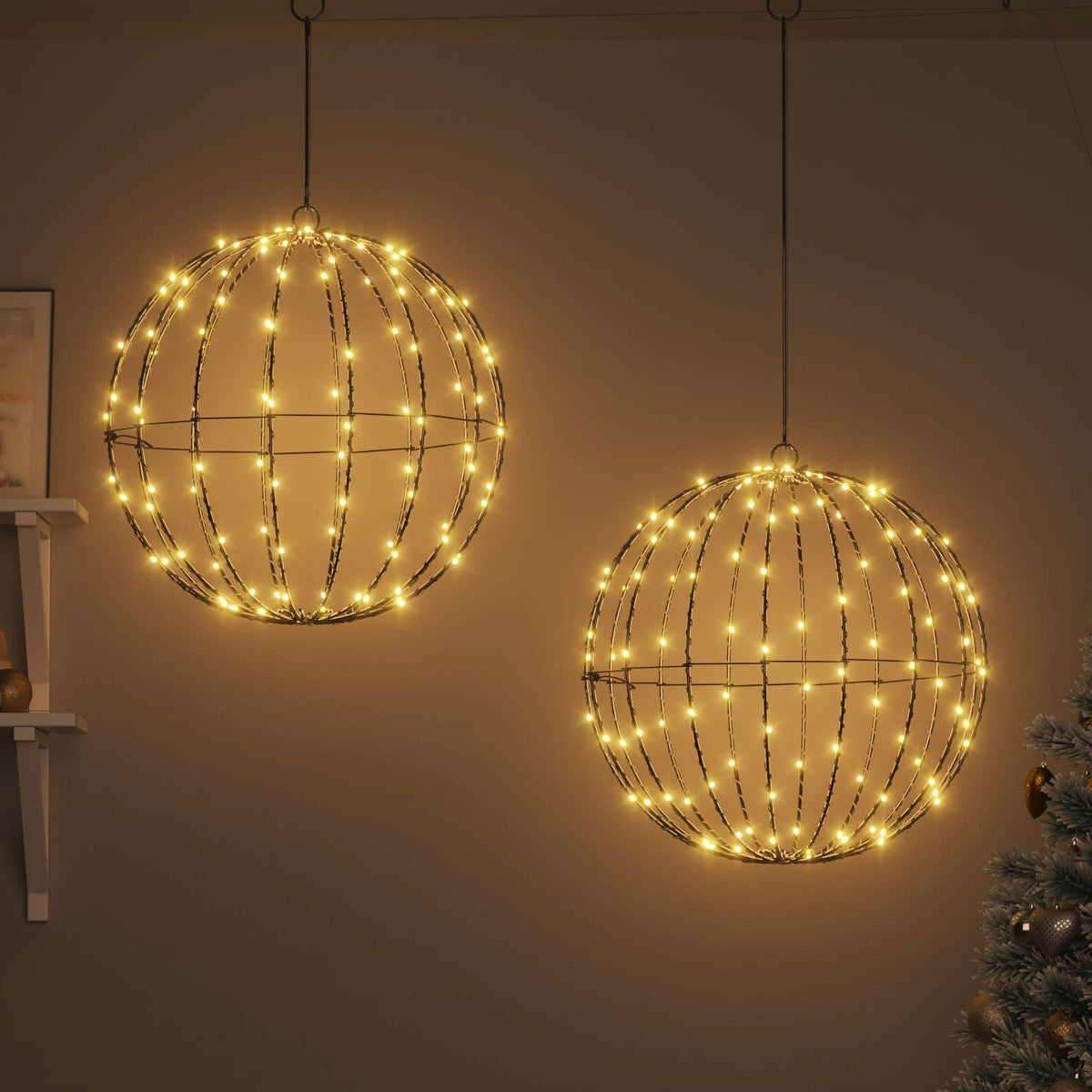 vidaXL Piłka 2 szt. Ciepła biel 50 x 50 x 52 cm Metal 320 LED