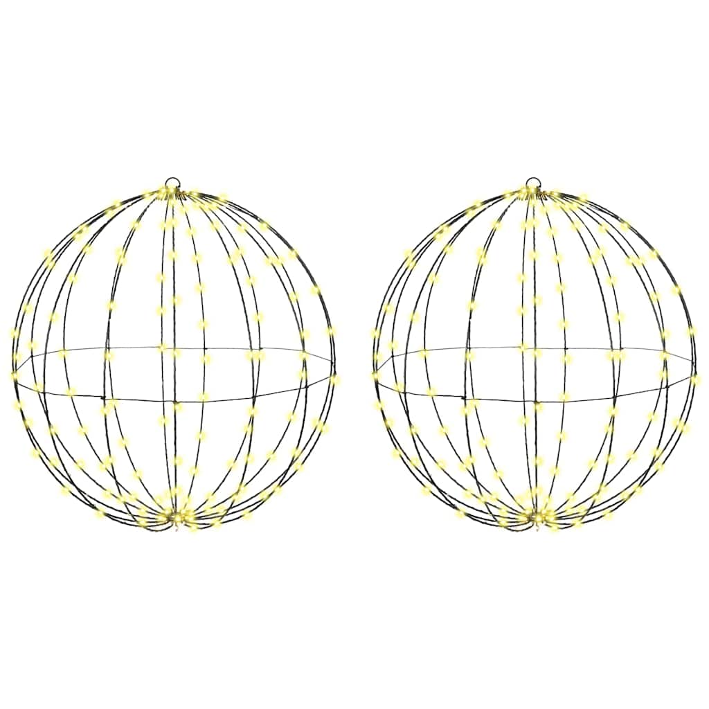 vidaXL Piłka 2 szt. Ciepła biel 60 x 60 x 62 cm Metal 384 LED