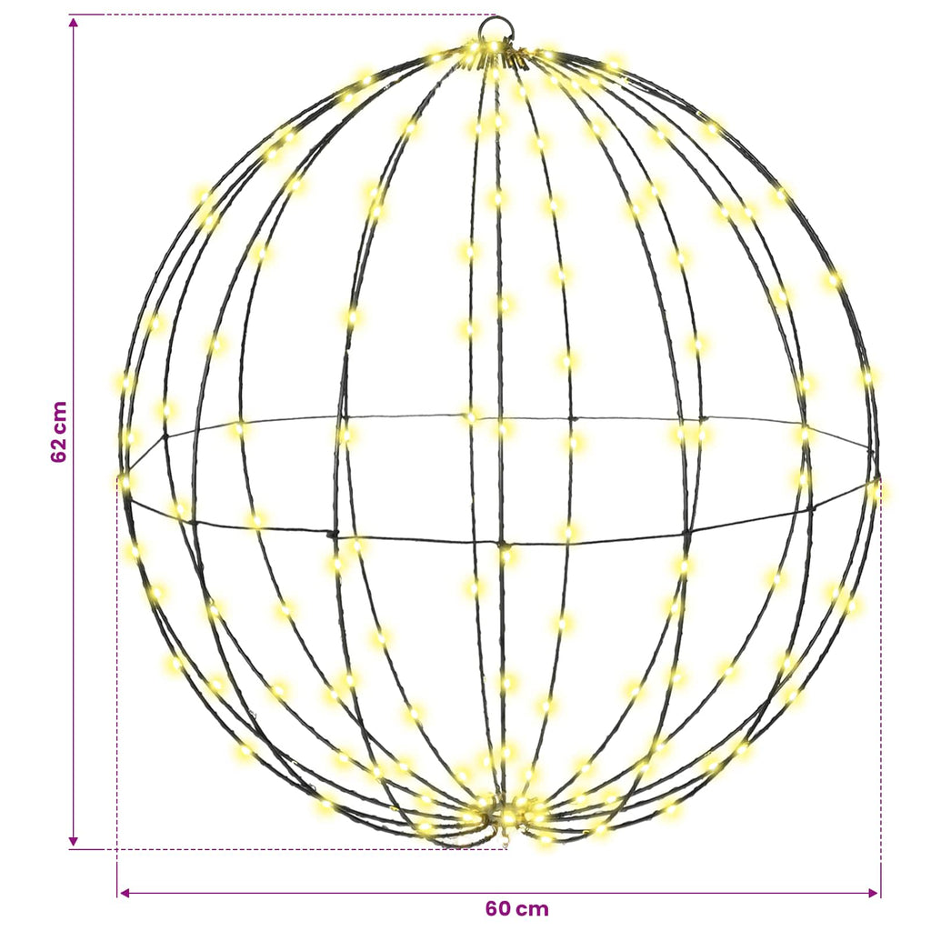 vidaXL Piłka 2 szt. Ciepła biel 60 x 60 x 62 cm Metal 384 LED