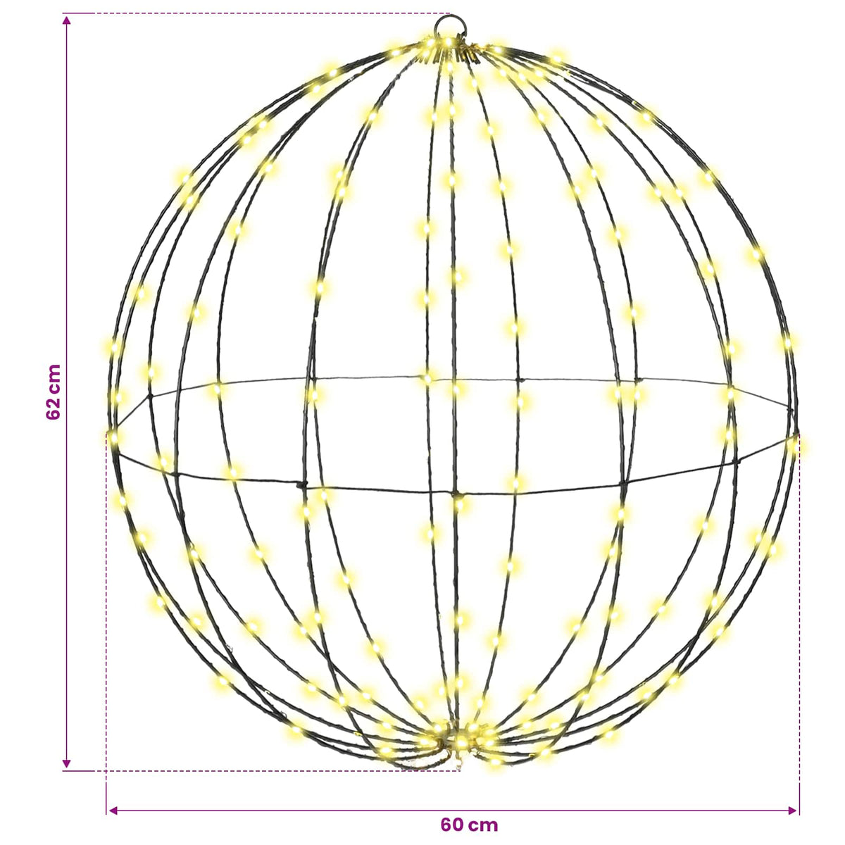vidaXL Piłka 2 szt. Ciepła biel 60 x 60 x 62 cm Metal 384 LED