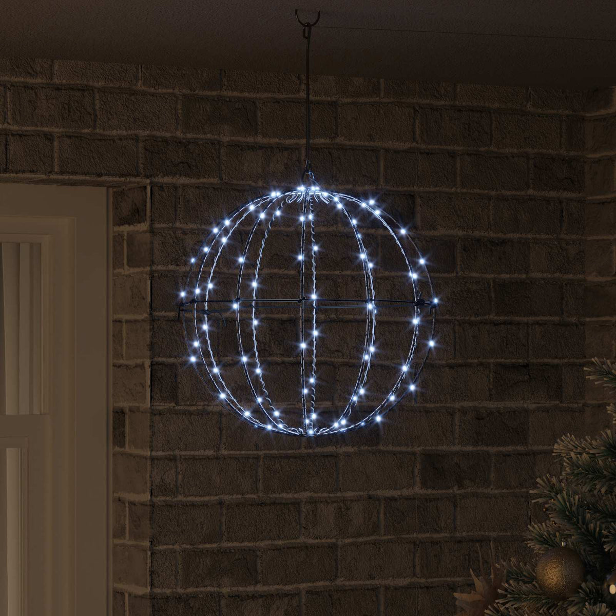 vidaXL Piłka Zimna biel 40 x 40 x 42 cm Metal 120 LED