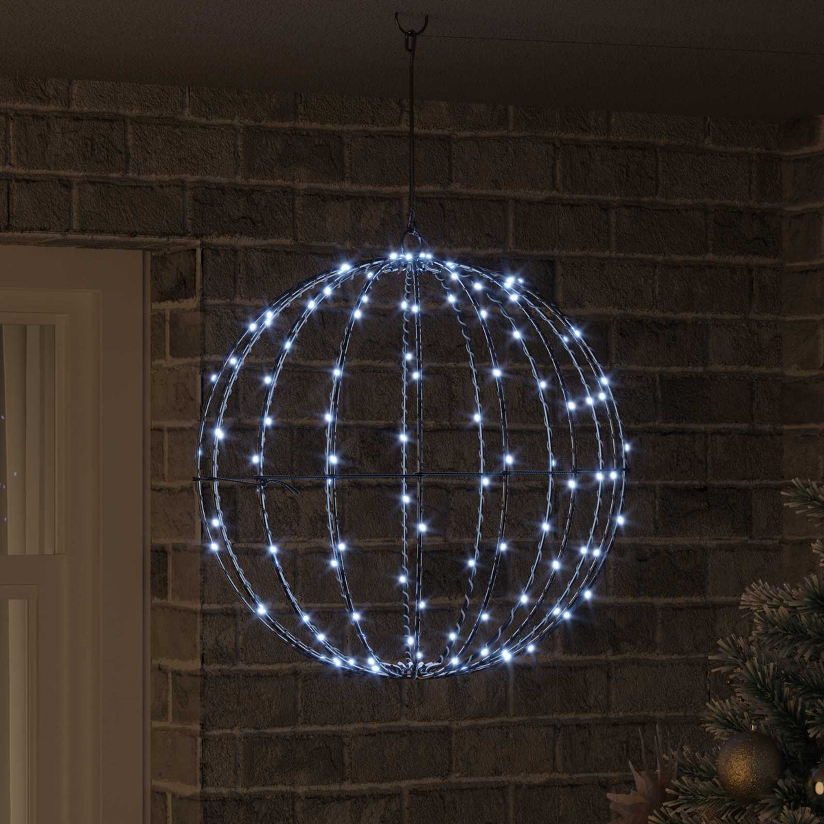 vidaXL Piłka Zimna biel 50 x 50 x 52 cm Metal 160 LED