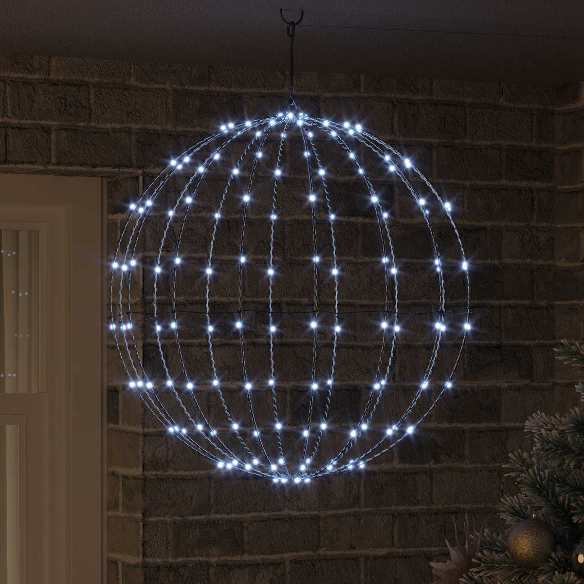 vidaXL Piłka Zimna biel 60 x 60 x 62 cm Metal 192 LED