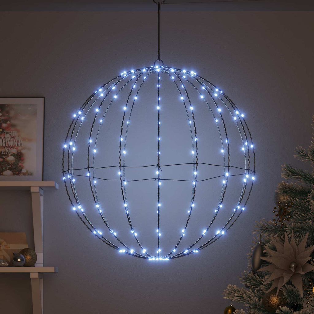 vidaXL Piłka Zimna biel 60 x 60 x 62 cm Metal 192 LED