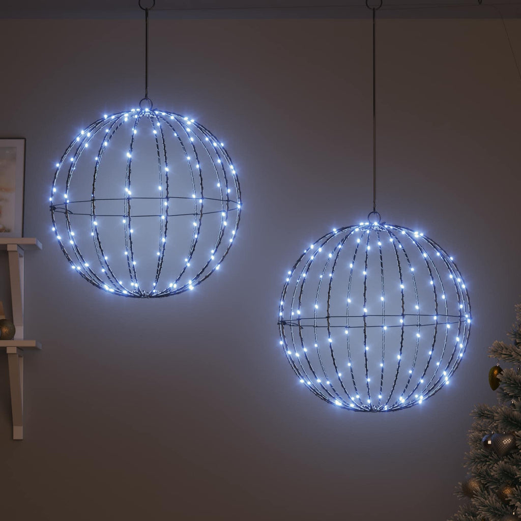 vidaXL Piłka 2 szt. Zimna biel 50 x 50 x 52 cm Metal 320 LED