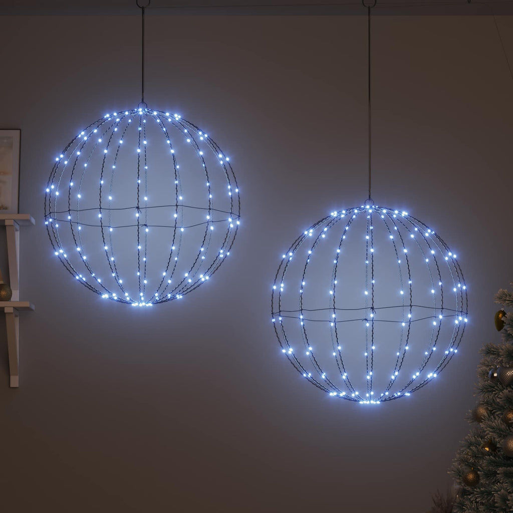 vidaXL Piłka 2 szt. Zimna biel 60 x 60 x 62 cm Metal 384 LED