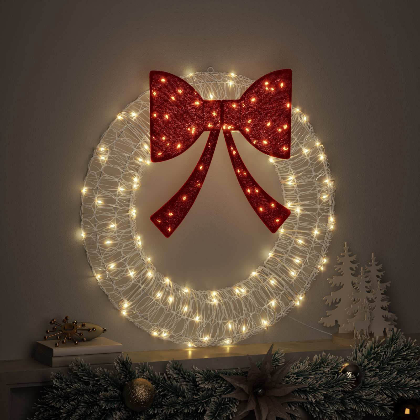 vidaXL Wianek z 60 diodami LED Ciepła biel 76 x 76 x 8,5 cm Akryl