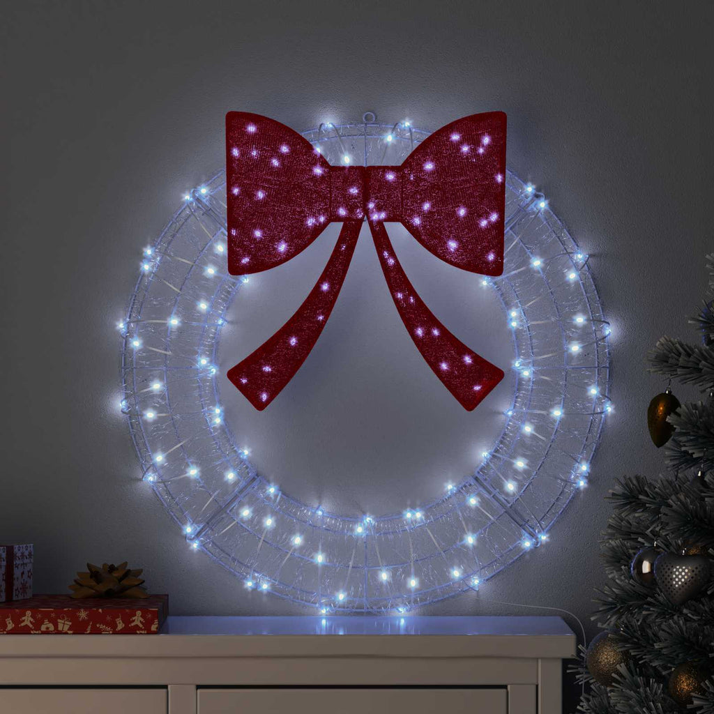 vidaXL Wianek z 60 diodami LED Zimna biel 76 x 76 x 8,5 cm Akryl
