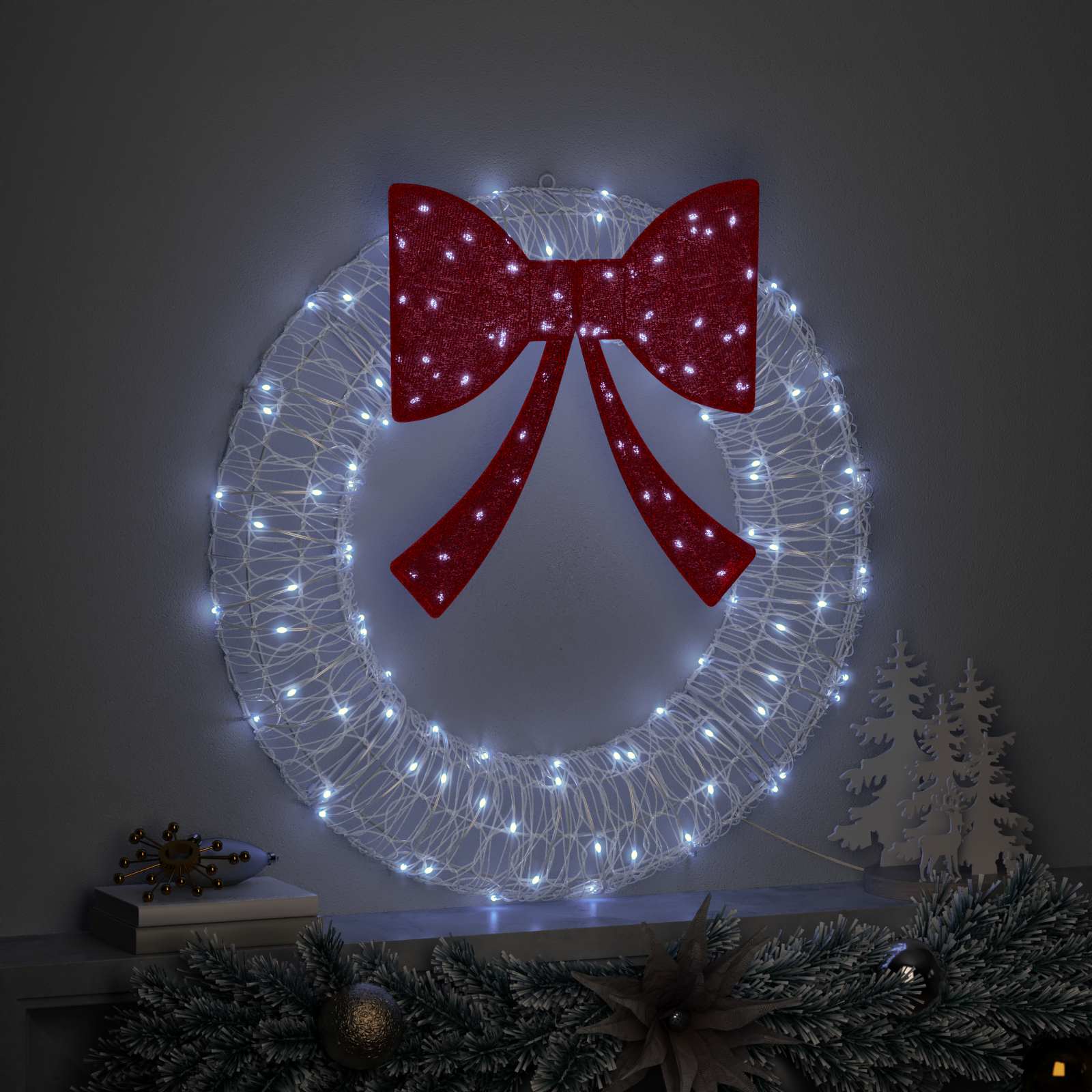 vidaXL Wianek z 60 diodami LED Zimna biel 76 x 76 x 8,5 cm Akryl