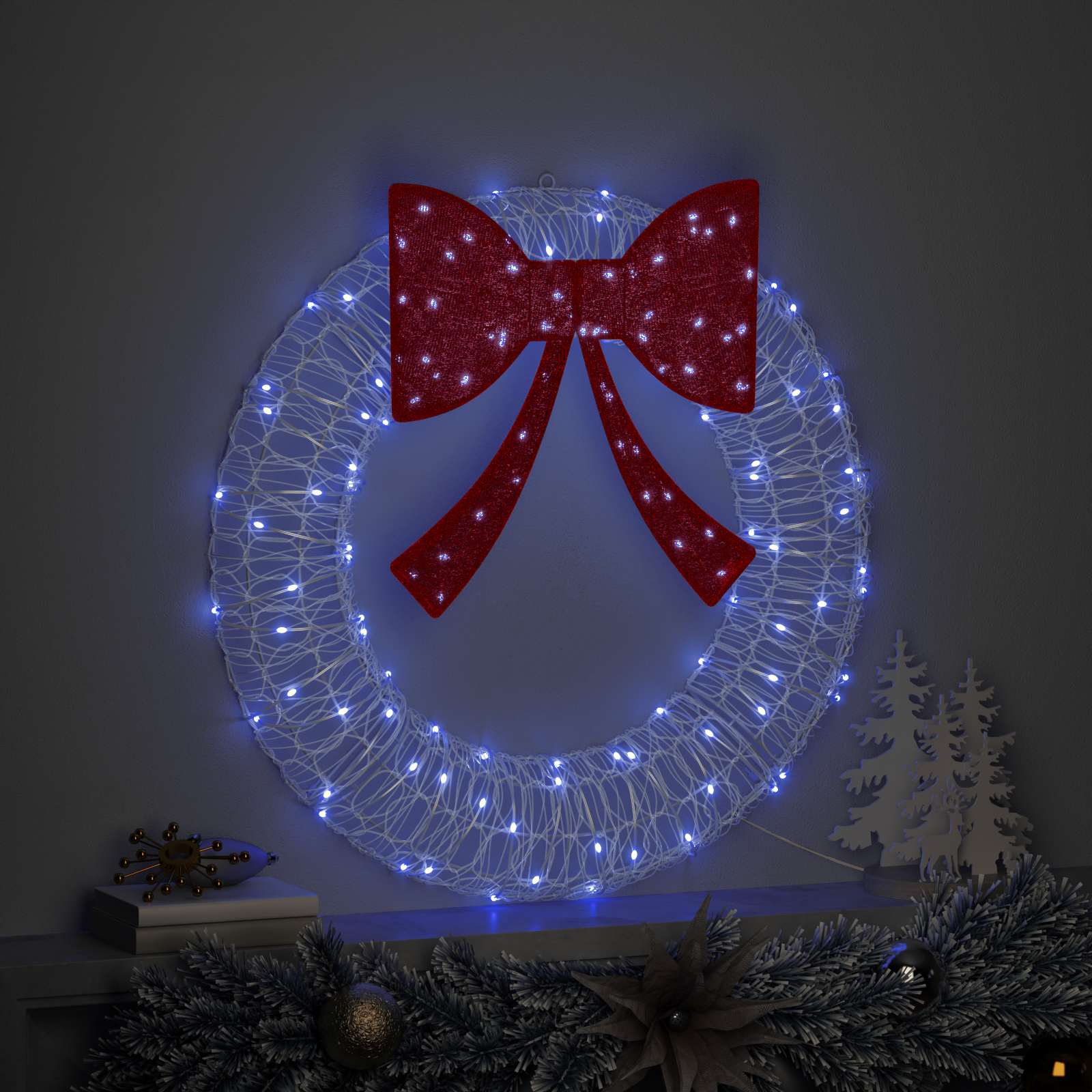 vidaXL Wianek z 60 diodami LED Niebieski 76 x 76 x 8,5 cm Akryl