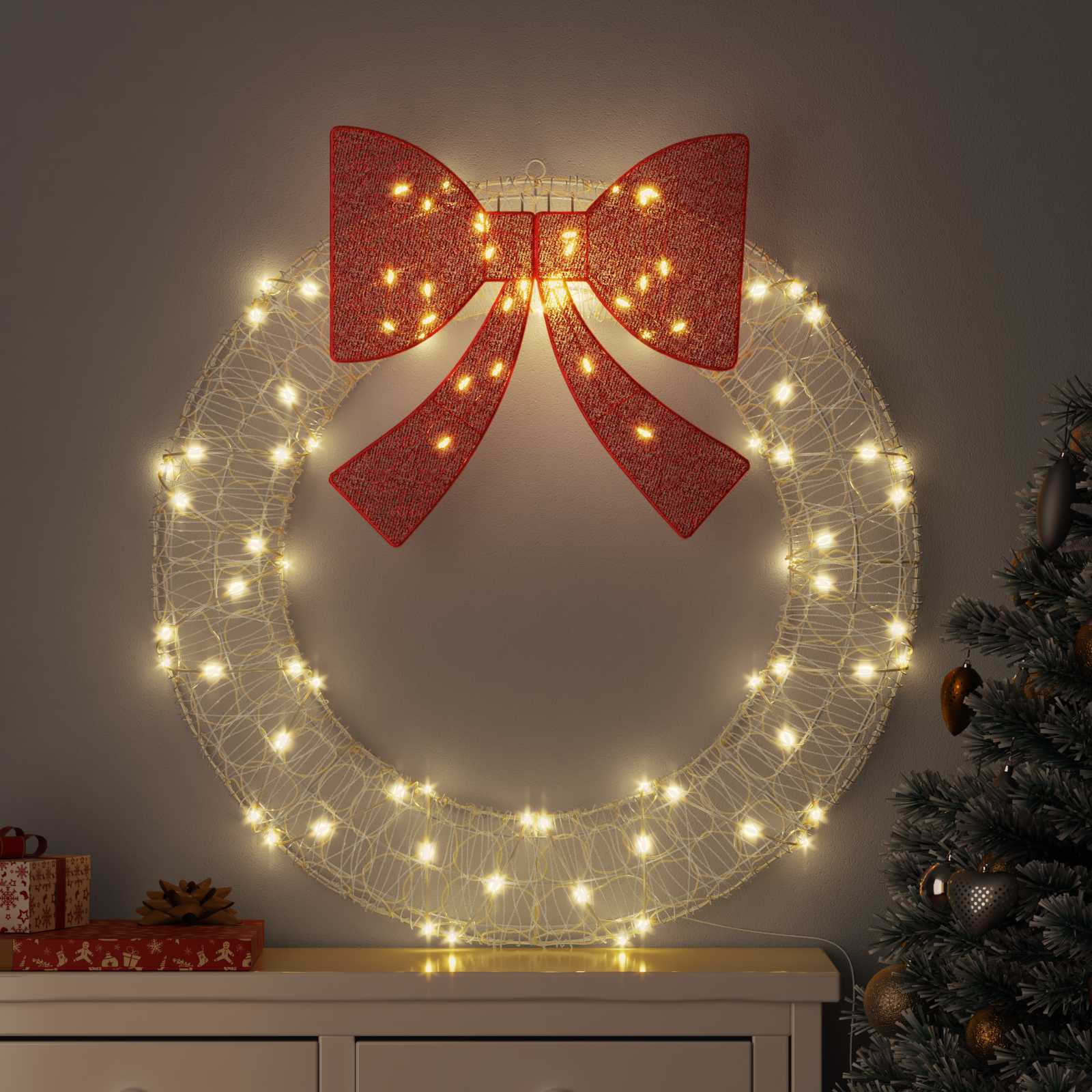 vidaXL Wianek z 80 diodami LED Ciepła biel 92 x 92 x 9,5 cm Akryl