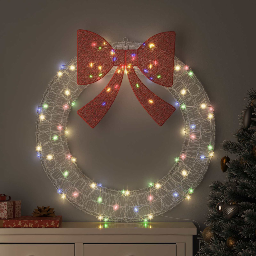 vidaXL Wianek z 80 diodami LED Wielokolorowe 92 x 92 x 9,5 cm Akryl