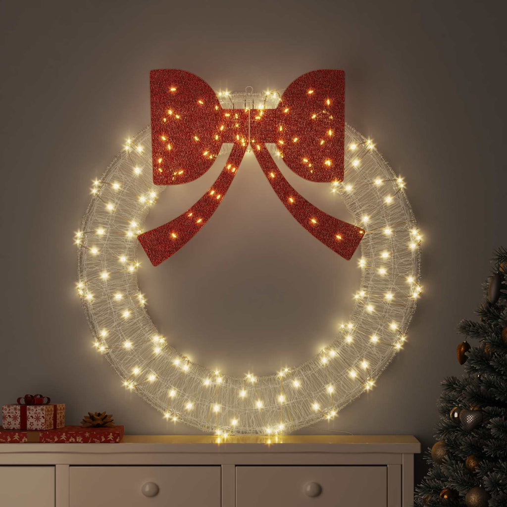 vidaXL Wianek z 150 diodami LED Ciepła biel 120 cm Akryl