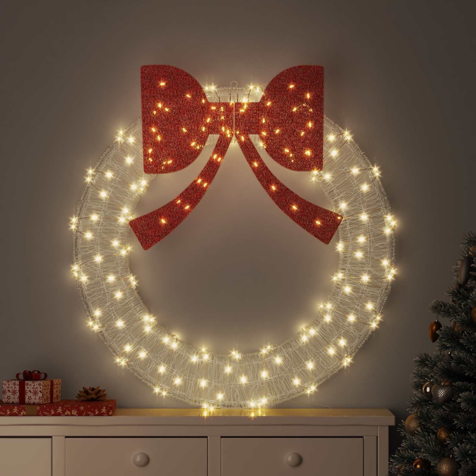 vidaXL Wianek z 150 diodami LED Ciepła biel 120 cm Akryl