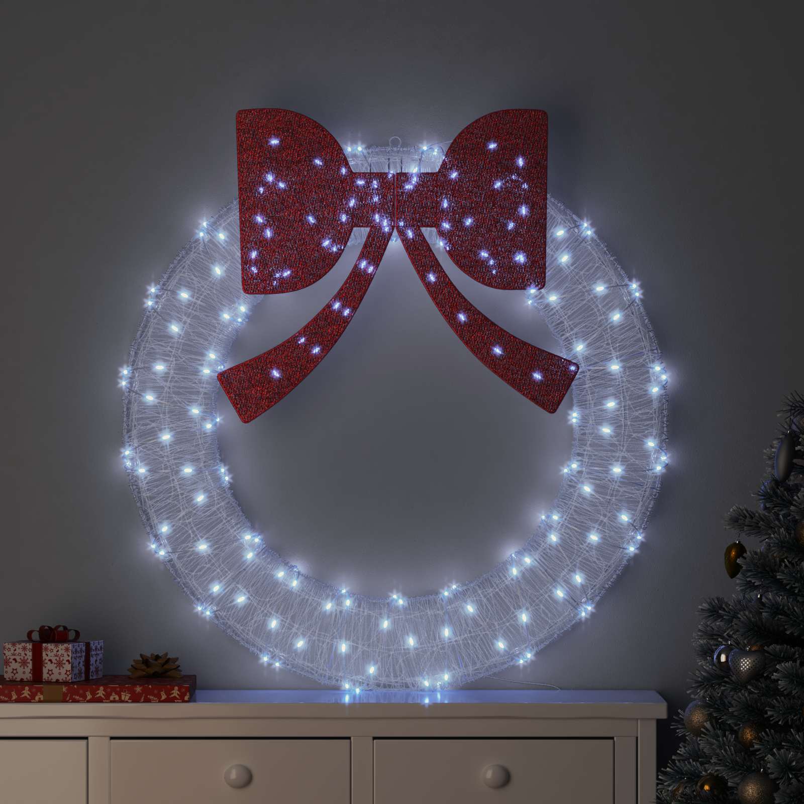 vidaXL Wianek z 150 diodami LED Zimna biel 120 cm Akryl