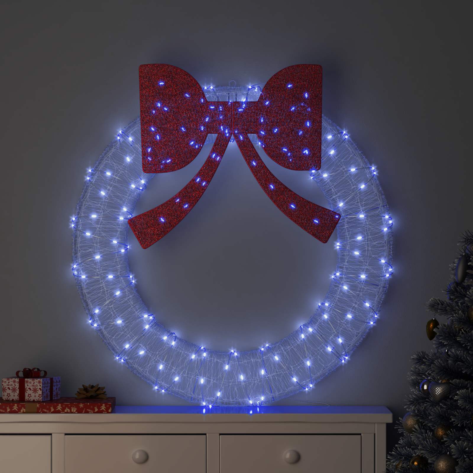 vidaXL Wianek z 150 diodami LED Niebieski 120 cm Akryl