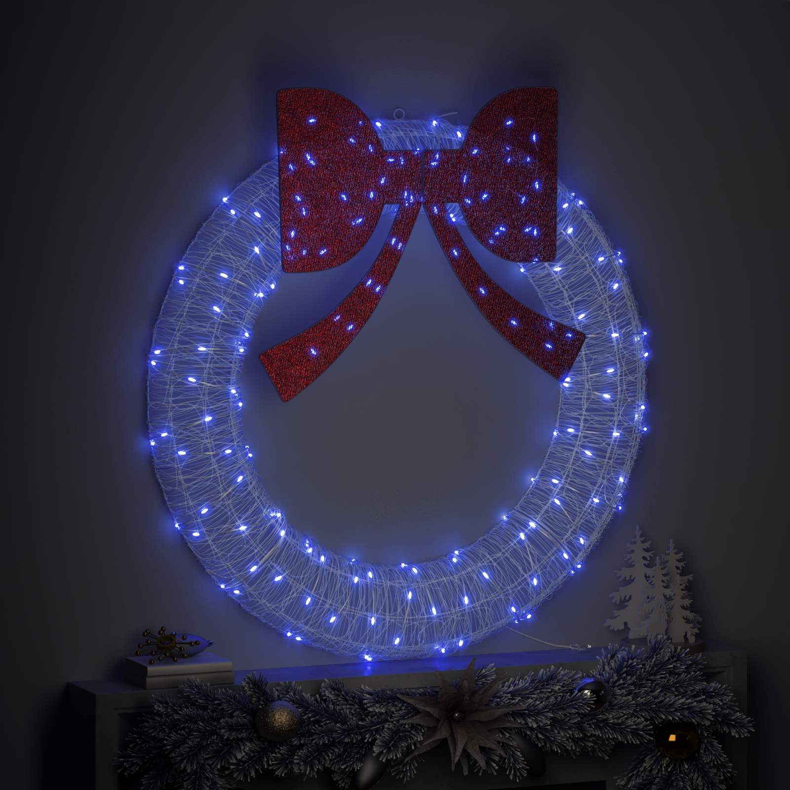 vidaXL Wianek z 150 diodami LED Niebieski 120 cm Akryl