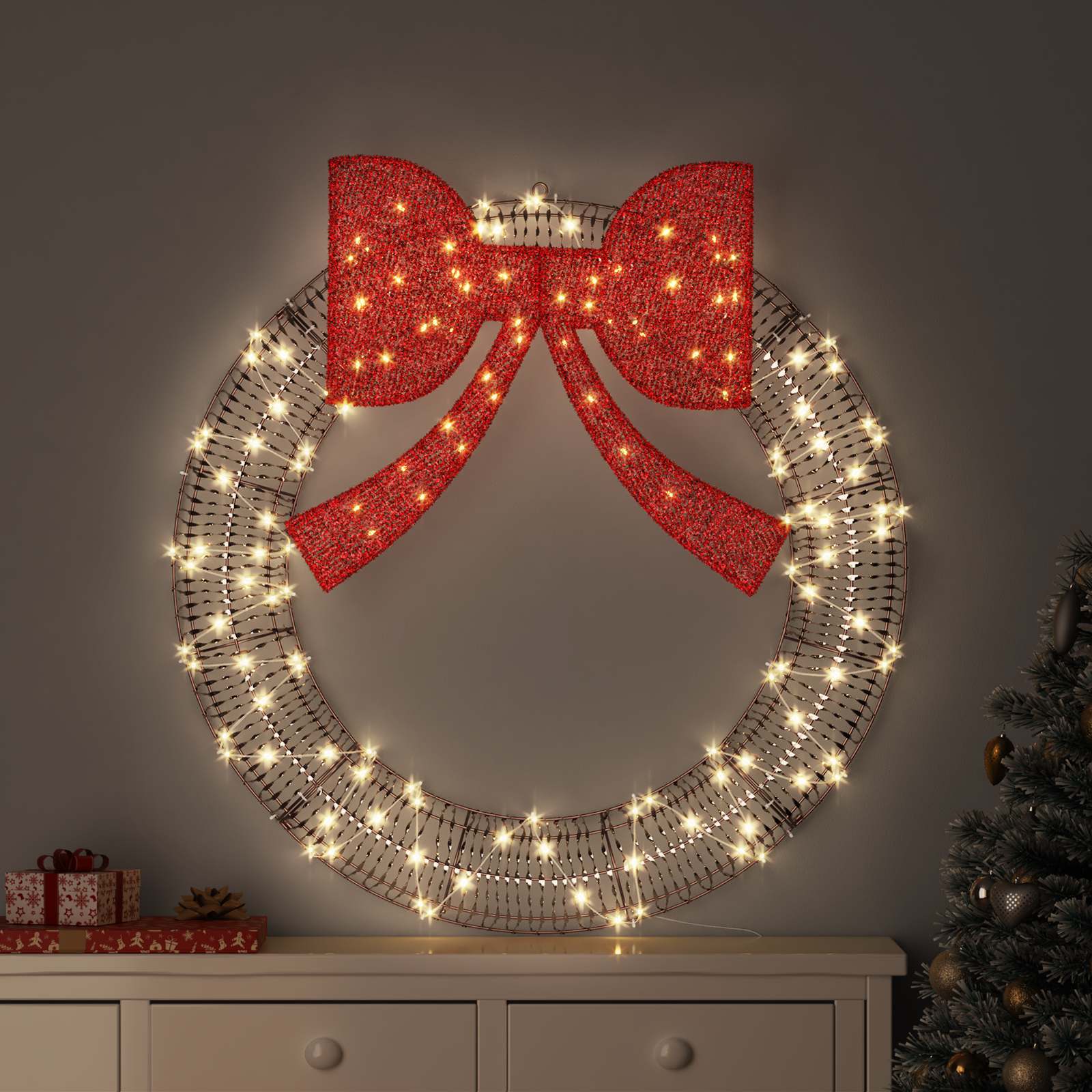vidaXL Wianek z 150 diodami LED Ciepła biel 121 x 121 x 10 cm PET