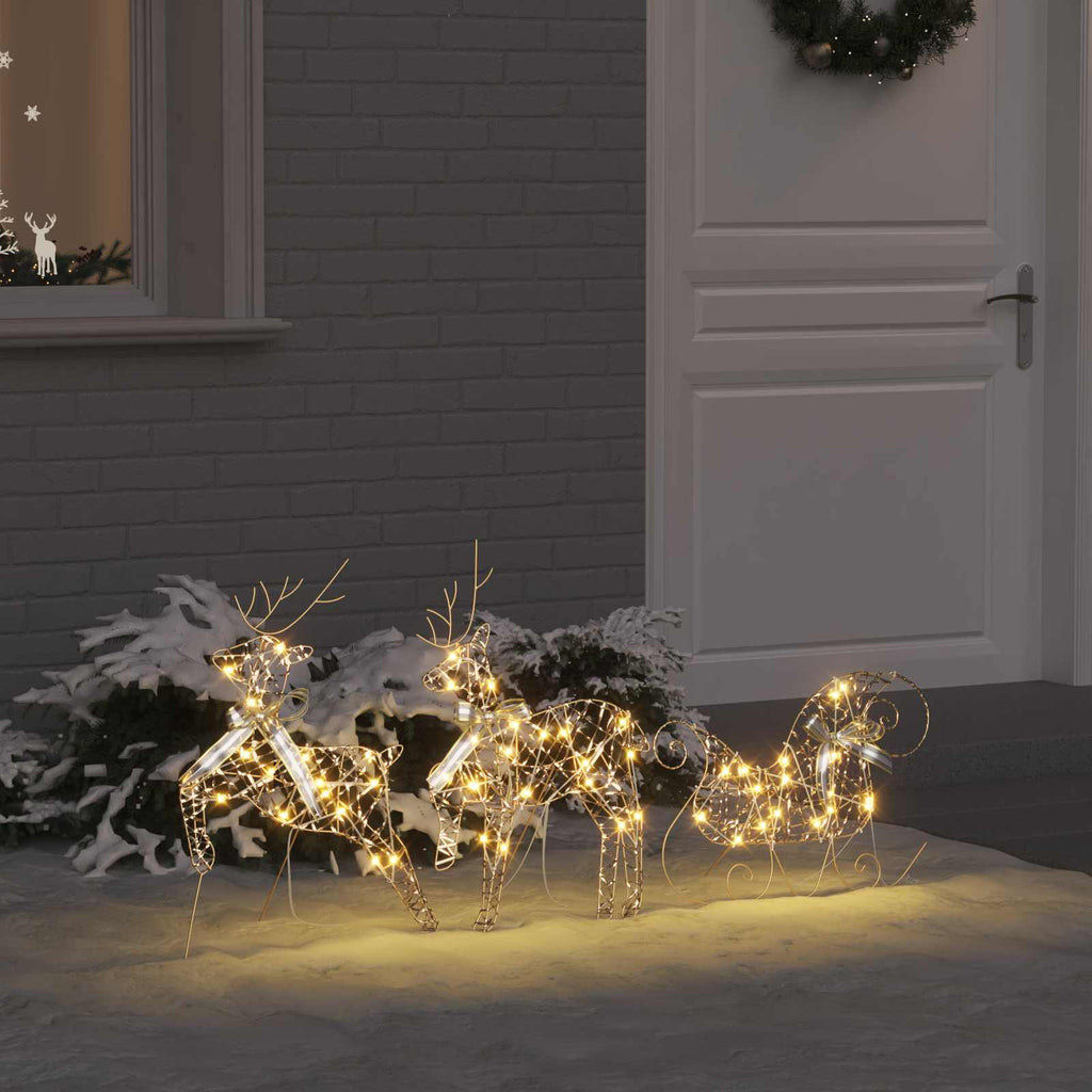 vidaXL LED Renifery z 60 diodami LED 3 pcs Ciepła biel PET