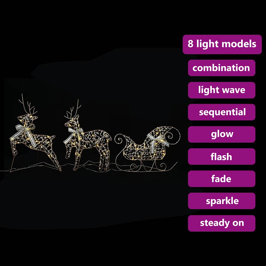 vidaXL LED Renifery z 60 diodami LED 3 pcs Ciepła biel PET